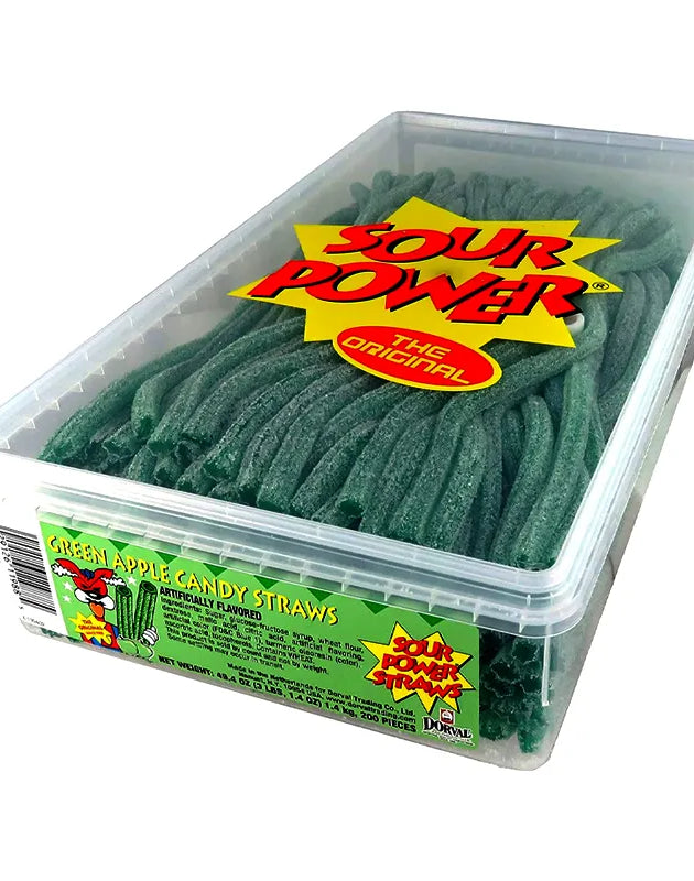 Sour Power Straws Green Apple Straws 200 Count - 49.4 oz image 0