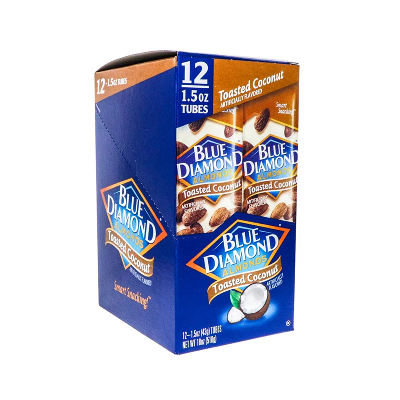 Blue Diamond Toasted Coconut Oven Roasted Almonds,1.5 oz Tube, 12 Pack image 1