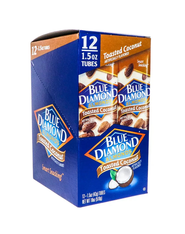 Blue Diamond Toasted Coconut Oven Roasted Almonds,1.5 oz Tube, 12 Pack image 0