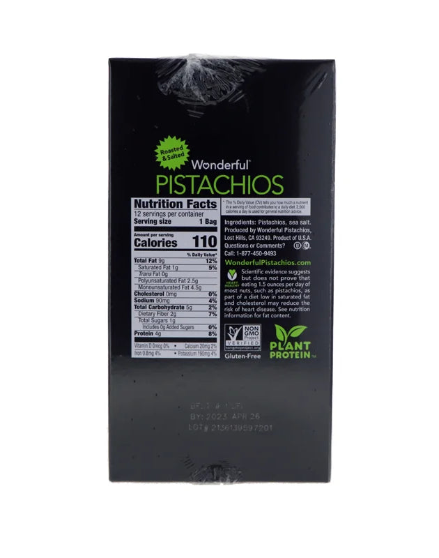 Wonderful Pistachios, Roasted and Salted - Tube 12 Count - 1.25 oz image 0