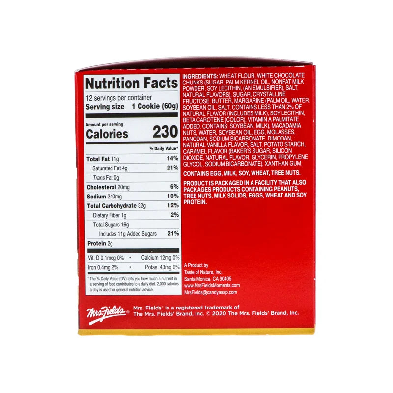 Mrs. Fields White Chunk Macadamia 12 Count - 2.1 oz image 2