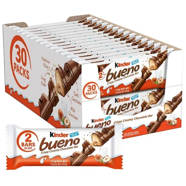 Kinder Bueno Milk Chocolate & Hazelnut Cream Candy Bar 20 Count - 1.5 oz image 0