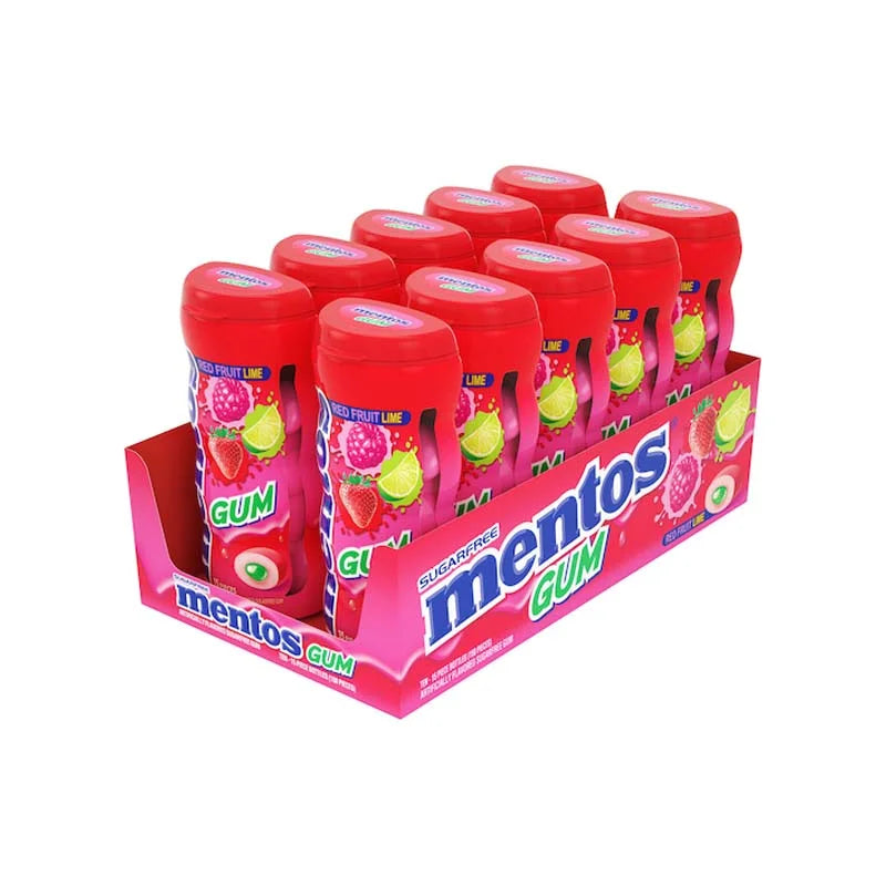Mentos Red Fruit and Lime Gum 10 Count - 15 Pieces image 0