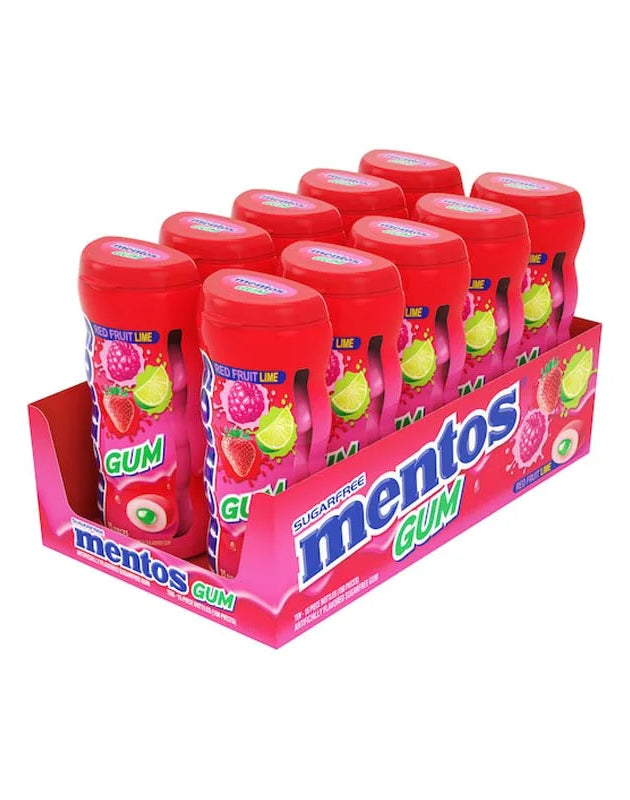 Mentos Red Fruit and Lime Gum 10 Count - 15 Pieces image 0