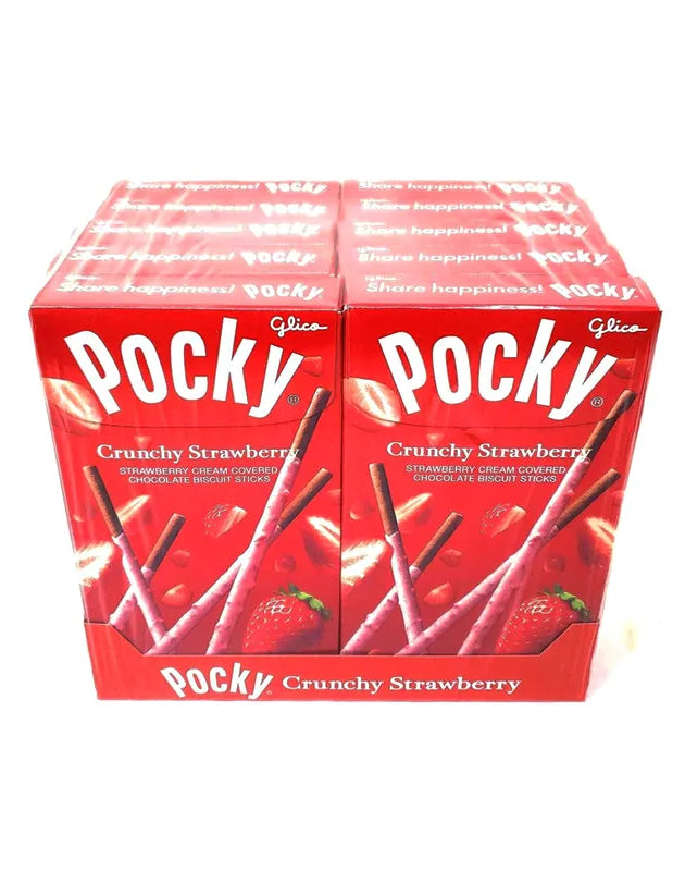 Glico Pocky Crunchy Strawberry Cream Covered Biscuit Stick 10 Count - 1.4 oz image 0