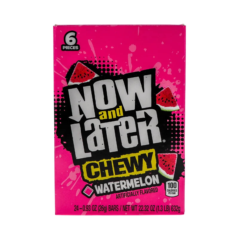 Now & Later 25c Chewy Watermelon Candy 24 Count - 6 Pieces image 0