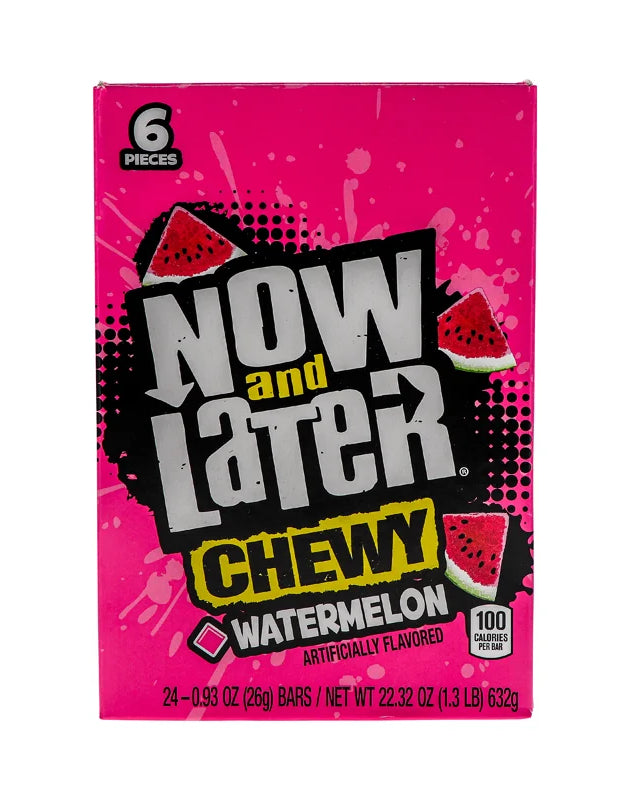 Now & Later 25c Chewy Watermelon Candy 24 Count - 6 Pieces image 0