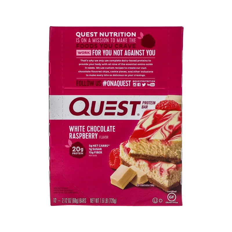 Quest Protein White Chocolate Raspberry Cake Bar 12 Count - 2.12 oz image 0