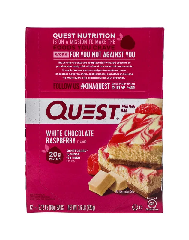 Quest Protein White Chocolate Raspberry Cake Bar 12 Count - 2.12 oz image 0