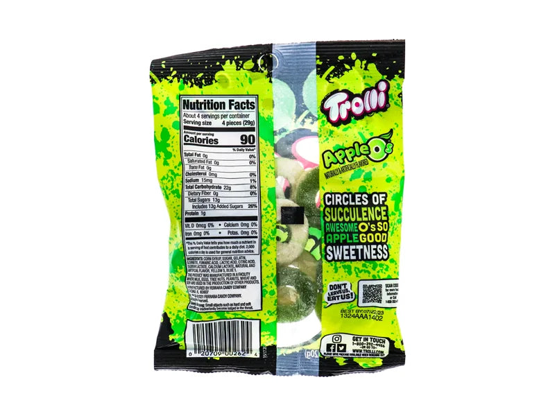 Trolli Apple Os Gummy Rings Candy Peg Bag 12 Count - 4.25 oz image 1