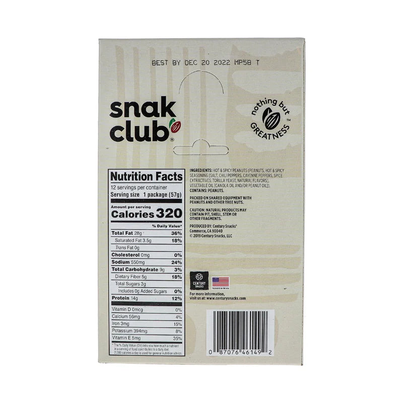 Snak Club Tube Hot & Spicy Peanuts 12 Count - 2 oz image 2