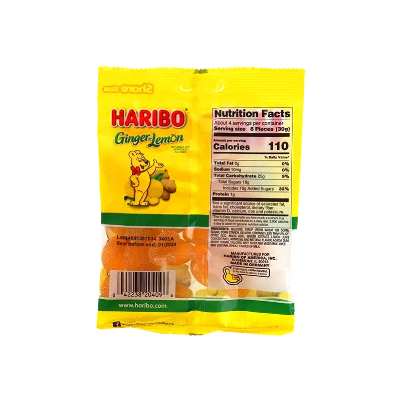 Haribo Ginger-Lemon Gummi Candy 12 Count - 4 oz image 1