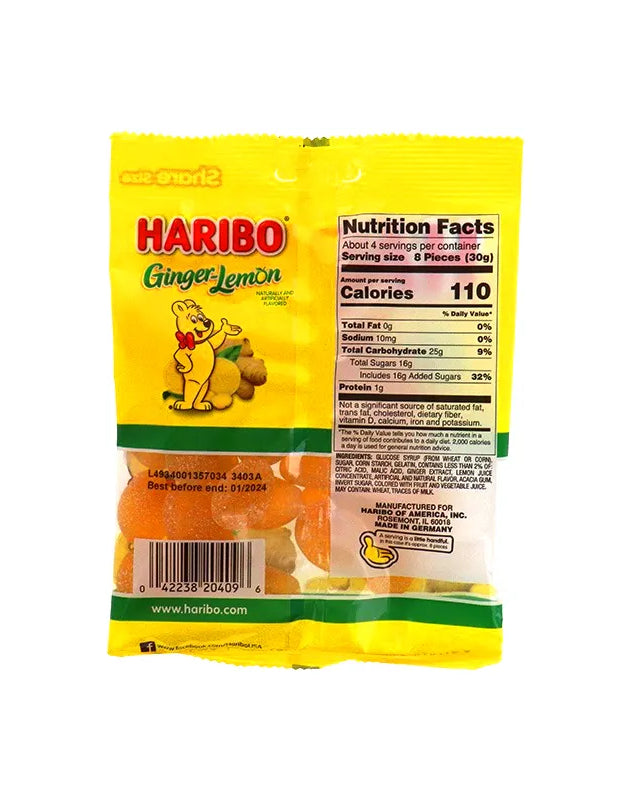Haribo Ginger-Lemon Gummi Candy 12 Count - 4 oz image 0