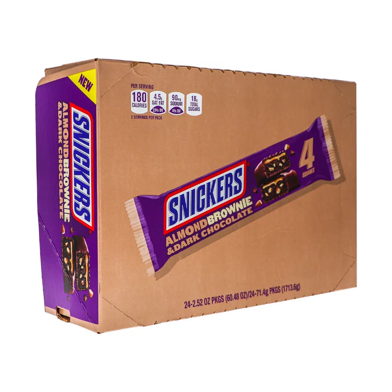 Snickers Dark Chocolate Almond Brownie King Size Candy Bars (24 Count) - 2.52 oz image 1