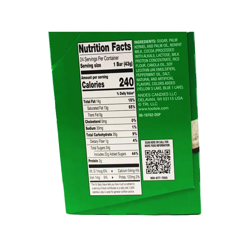 Andes Creme De Menthe Snap Bar 24 Count - 1.5 oz image 1