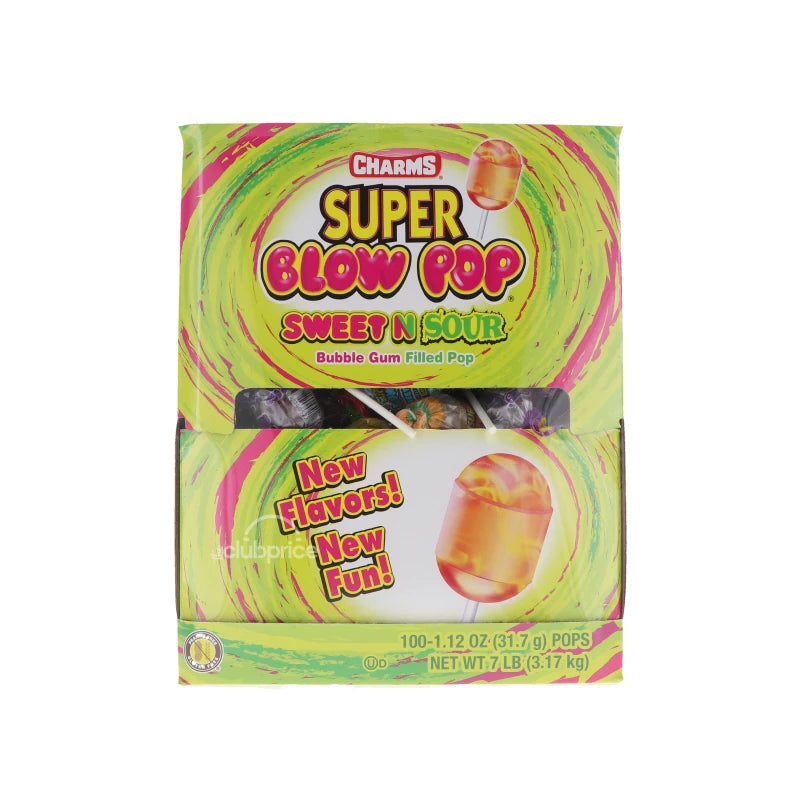 Charms Super Blow Pop Sweet N Sour Bubble Gum Filled Pop (100 Count) image 0