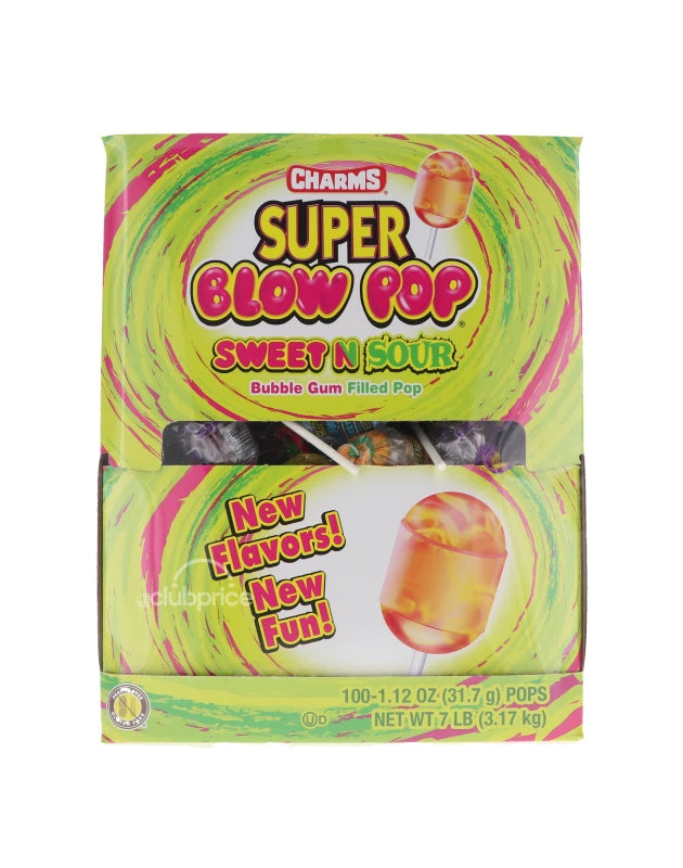 Charms Super Blow Pop Sweet N Sour Bubble Gum Filled Pop (100 Count) image 0