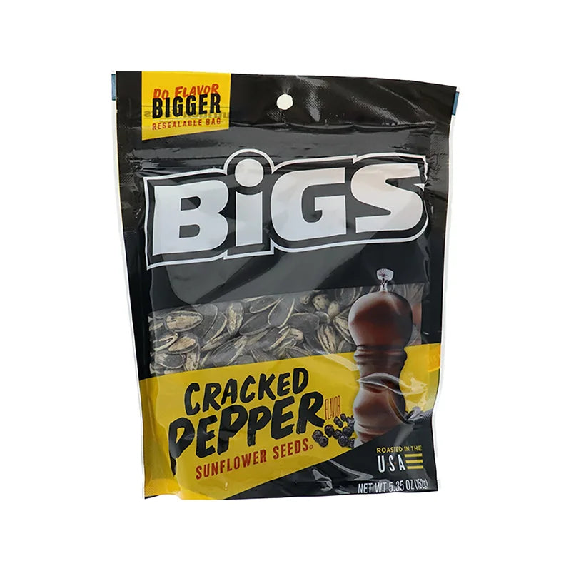 Bigs Sea Salt & Cracked Pepper Sunflower Seeds - Bag 12 Count - 5.35 oz image 0