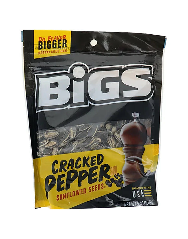 Bigs Sea Salt & Cracked Pepper Sunflower Seeds - Bag 12 Count - 5.35 oz image 0