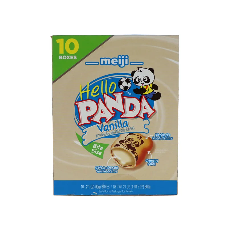 Meiji Hello Panda Cookies, Vanilla Creme Filled - Box 10 Count - 2.1 oz image 0