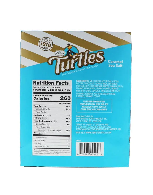 Demet's Turtles Sea Salt Caramel King Size Candy Bar 24 Count - 1.76 oz image 0