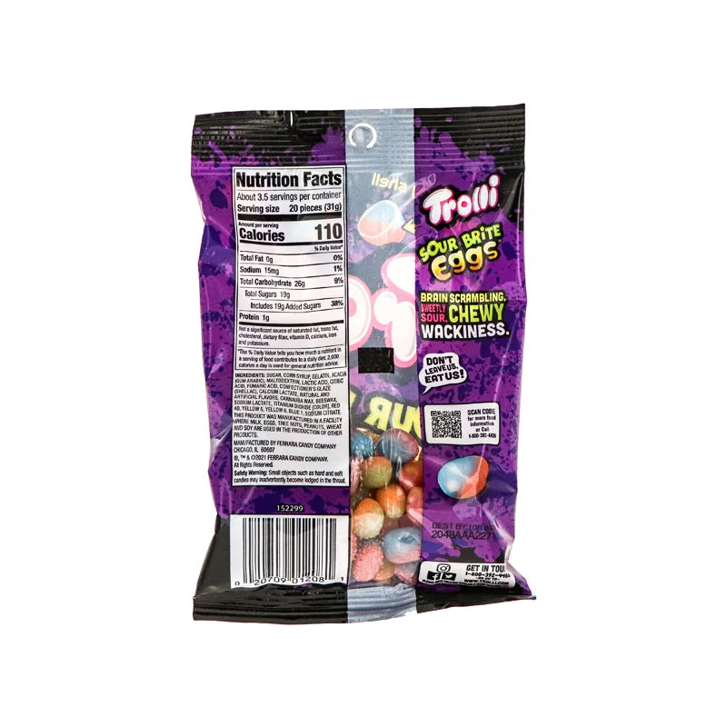 Trolli Peg Bag Sour Brite Eggs 12 Count - 4 oz image 1