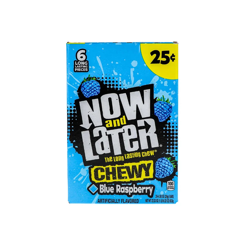 Now & Later 25c Chewy Blue Raspberry Candy 24 Count - 6 Pieces image 0