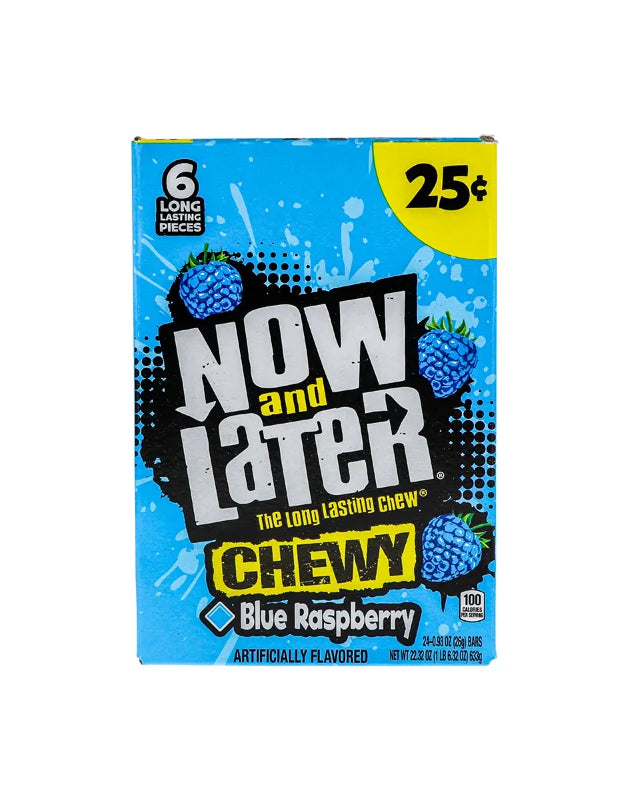 Now & Later 25c Chewy Blue Raspberry Candy 24 Count - 6 Pieces image 0