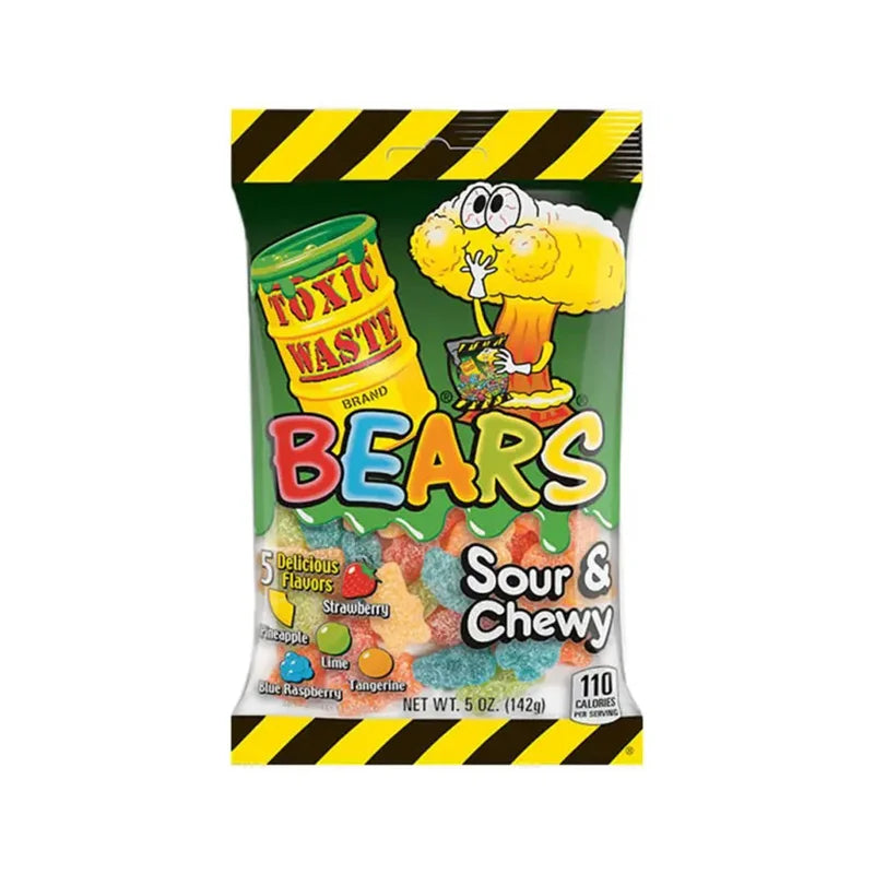 Toxic Waste Peg Bears Sour Chewy Candy 12 Count - 5 oz image 0