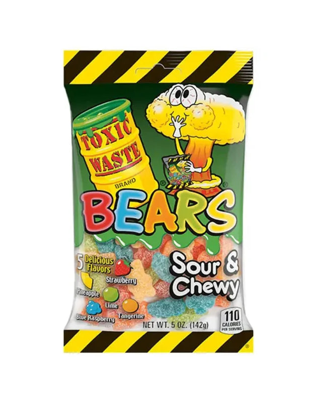 Toxic Waste Peg Bears Sour Chewy Candy 12 Count - 5 oz image 0