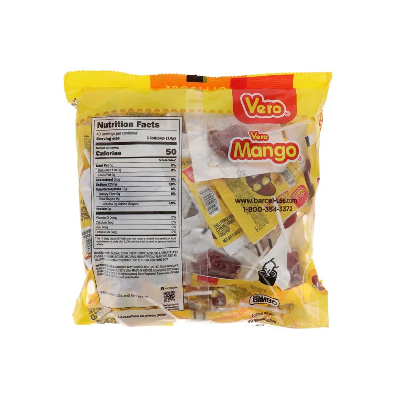 Vero Mango Lollipop With Chili Bag - 40 Count image 1