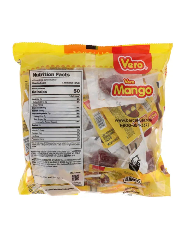 Vero Mango Lollipop With Chili Bag - 40 Count image 0