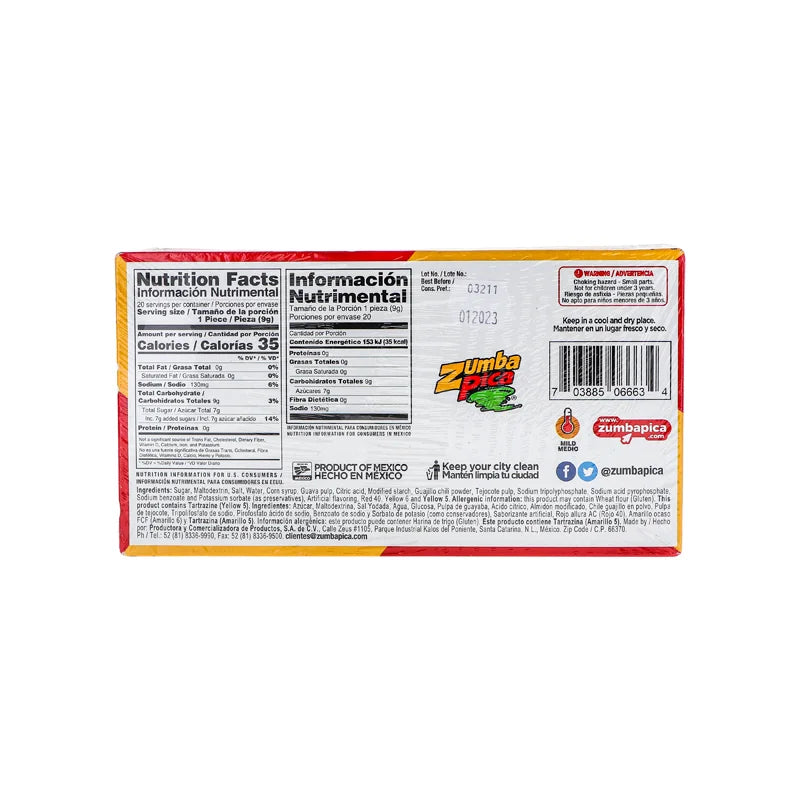 Zumba Pica Tiliko Bar Tamarind & Mango 20 Count - 0.32 oz image 1