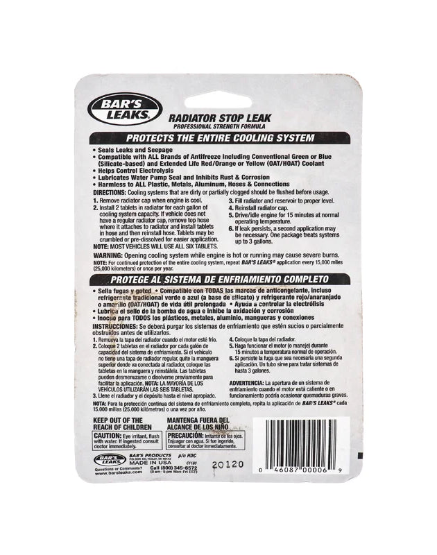 Bars Leaks Radiator Stop Leak Tablets - 2.1 oz image 0
