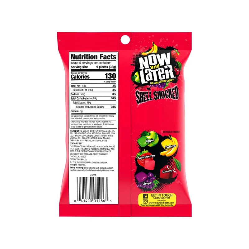 Now and Later, Sour Shell Shocked Chewy Candy, 6 Oz (12 Packs) image 1