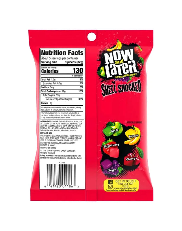 Now and Later, Sour Shell Shocked Chewy Candy, 6 Oz (12 Packs) image 0