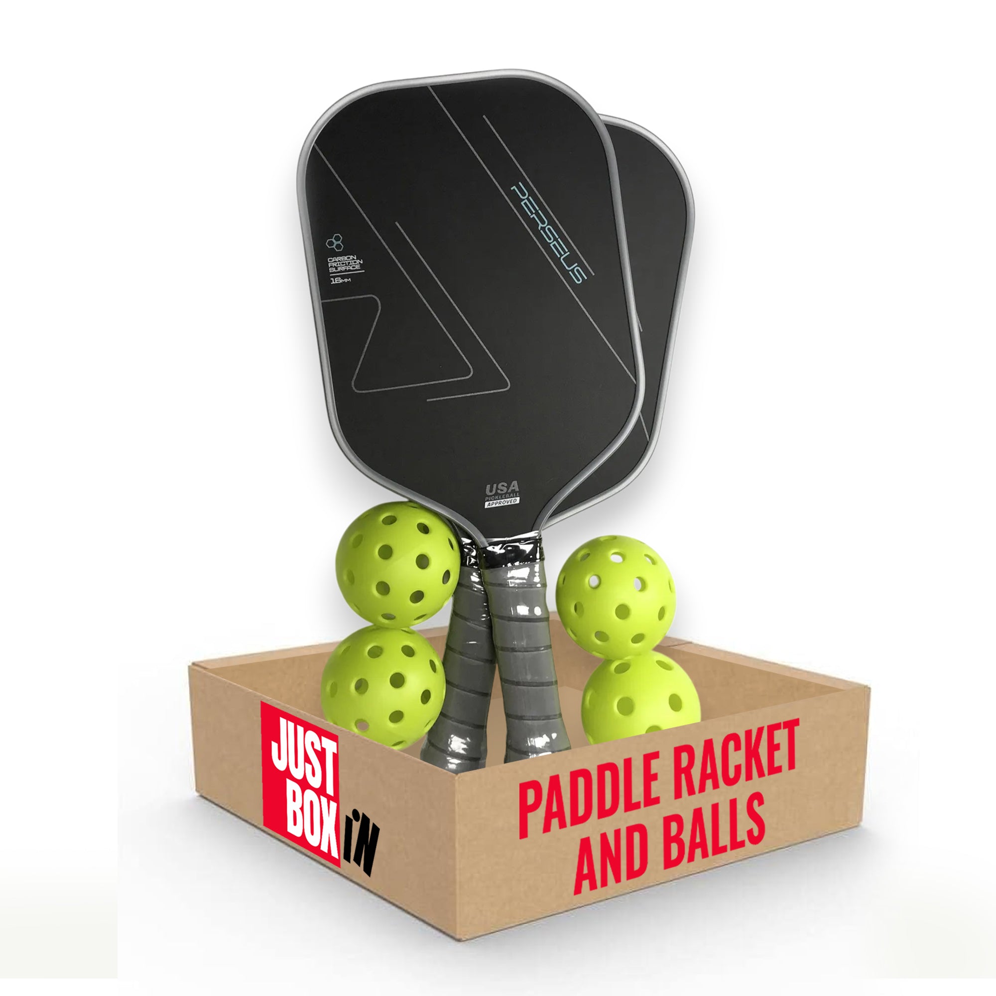 JUST BOX IN Pickleball Paddles Set of 2, Pickleball Set with 4 Pickleball Balls image 0