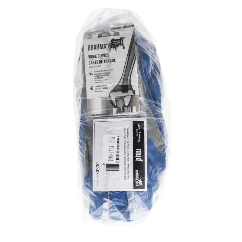 Gloves Blue Latex Palm Spring Knit Large - 12 Count image 0