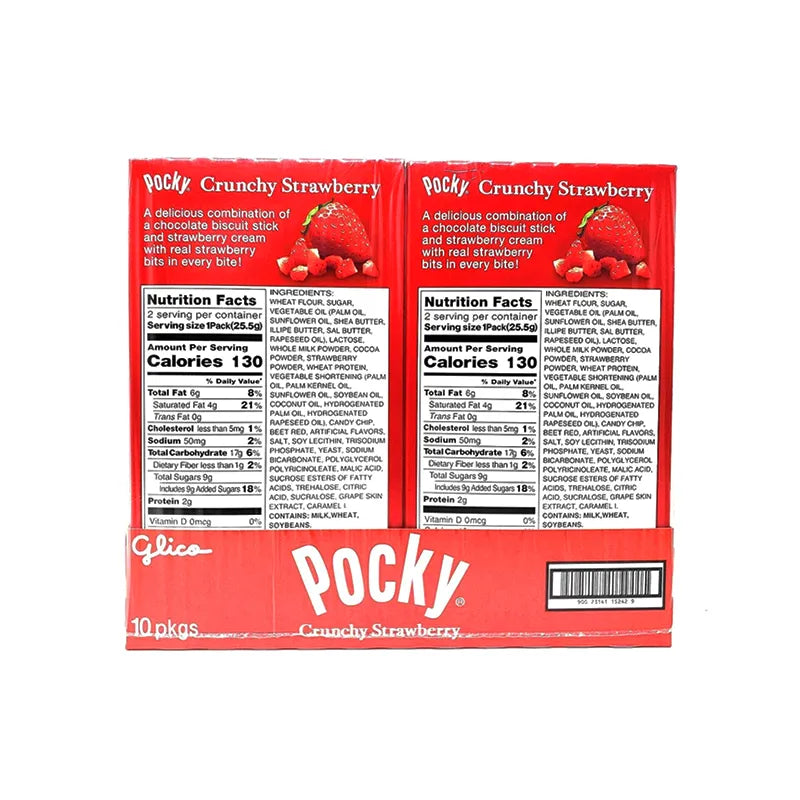 Glico Pocky Crunchy Strawberry Cream Covered Biscuit Stick 10 Count - 1.4 oz image 2