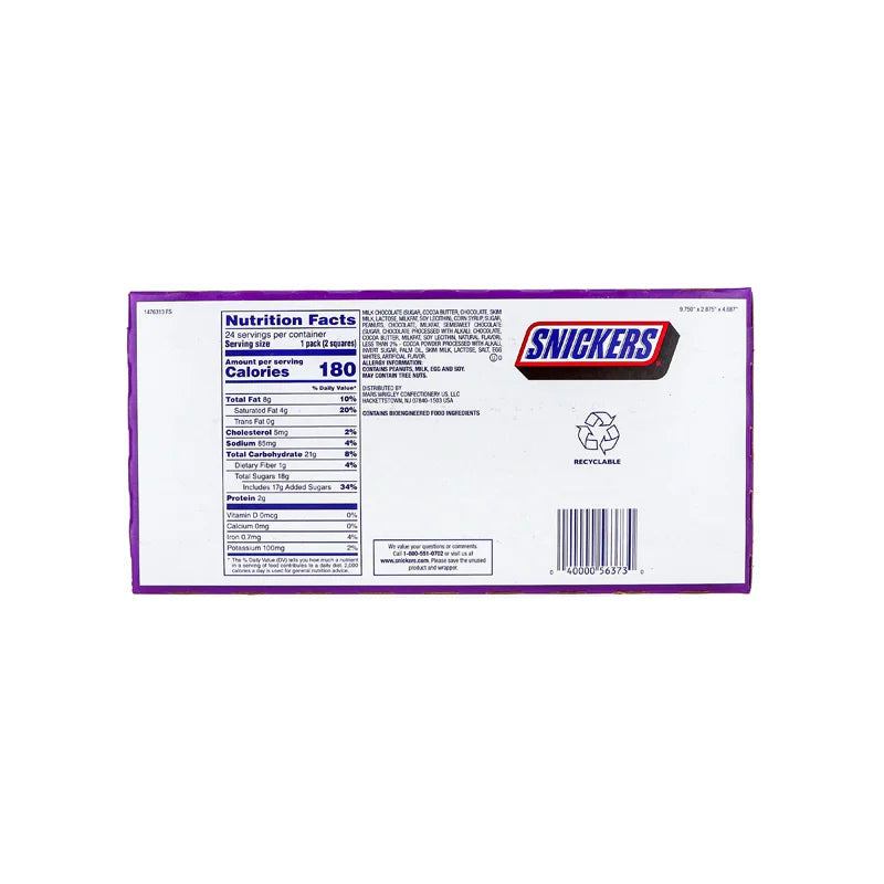 Snickers Peanut Brownie Squares King-Size Chocolate Candy Bar (24 Count) - 2.4 oz image 2