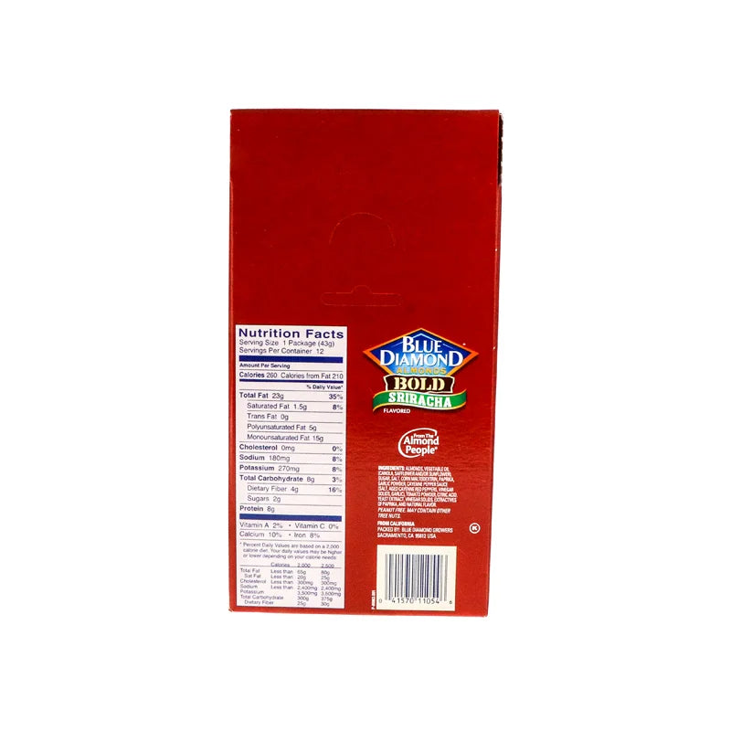 Blue Diamond Sriracha Oven Roasted Almonds,1.5 oz tube, 12 Pack image 2