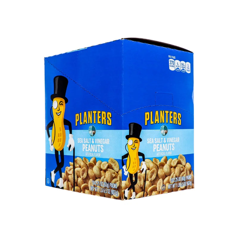 Planters Sea Salt & Vinegar Peanuts 10 Count - 2.25 oz image 2