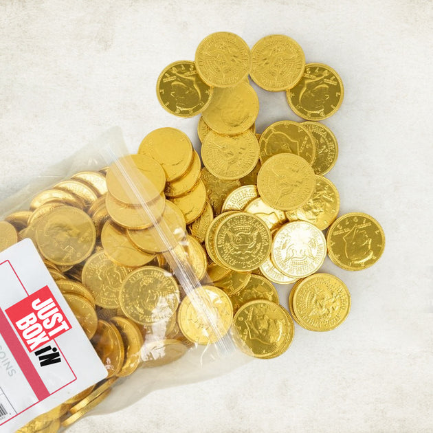 JUST BOX IN Gold Coins Milk Chocolate Candy | 1 Pound Bag | Individually Wrapped image 0
