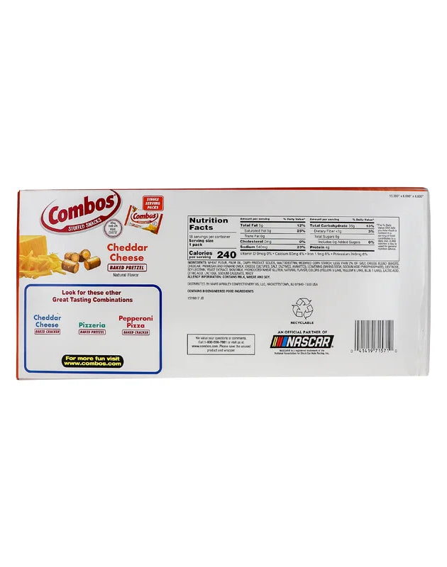 Combos Cheddar Cheese Pretzel Baked Snacks 18 Count - 1.8 oz image 0
