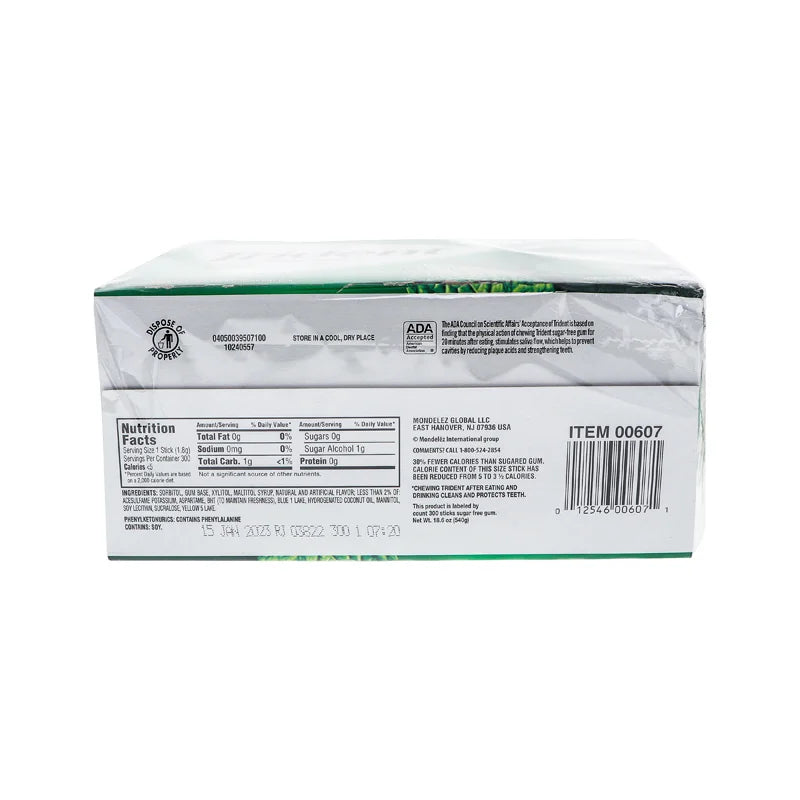Trident Sugar Free Gum, Spearmint - Bottle 6 Count - 50 Pieces image 2