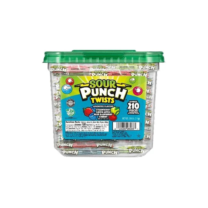 Sour Punch Twists Assorted Flavors- Jar 210 Count - 2.59 lb image 0