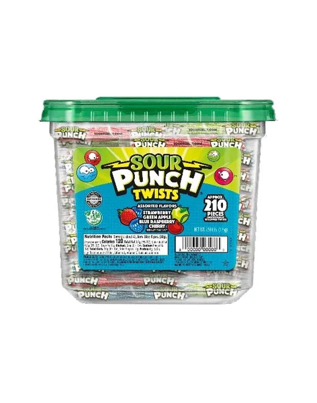 Sour Punch Twists Assorted Flavors- Jar 210 Count - 2.59 lb image 0