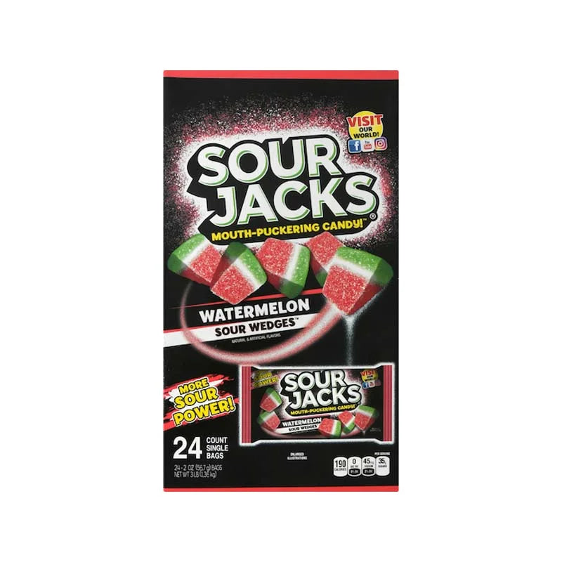 Sour Jacks Watermelon Soft & Chewy Sour Candies Bag 24 Count - 2 oz image 0