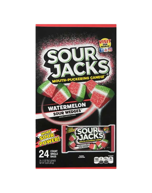 Sour Jacks Watermelon Soft & Chewy Sour Candies Bag 24 Count - 2 oz image 0