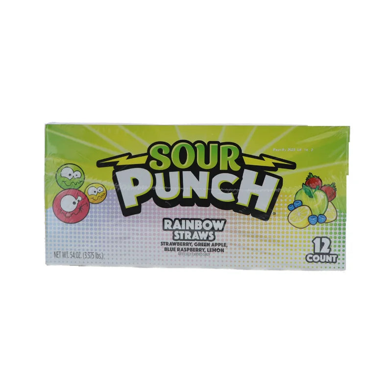 Sour Punch Straw King Size Rainbow Chewy Candy 12 Count - 4.5 oz image 0